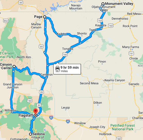 Google maps for this itinerary.